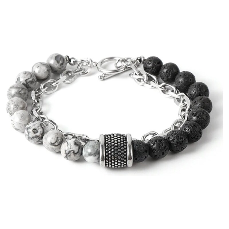 Daniel Dawson Dvojitý náramek Marico - 8 mm Jaspis, Lávový kámen 92749582