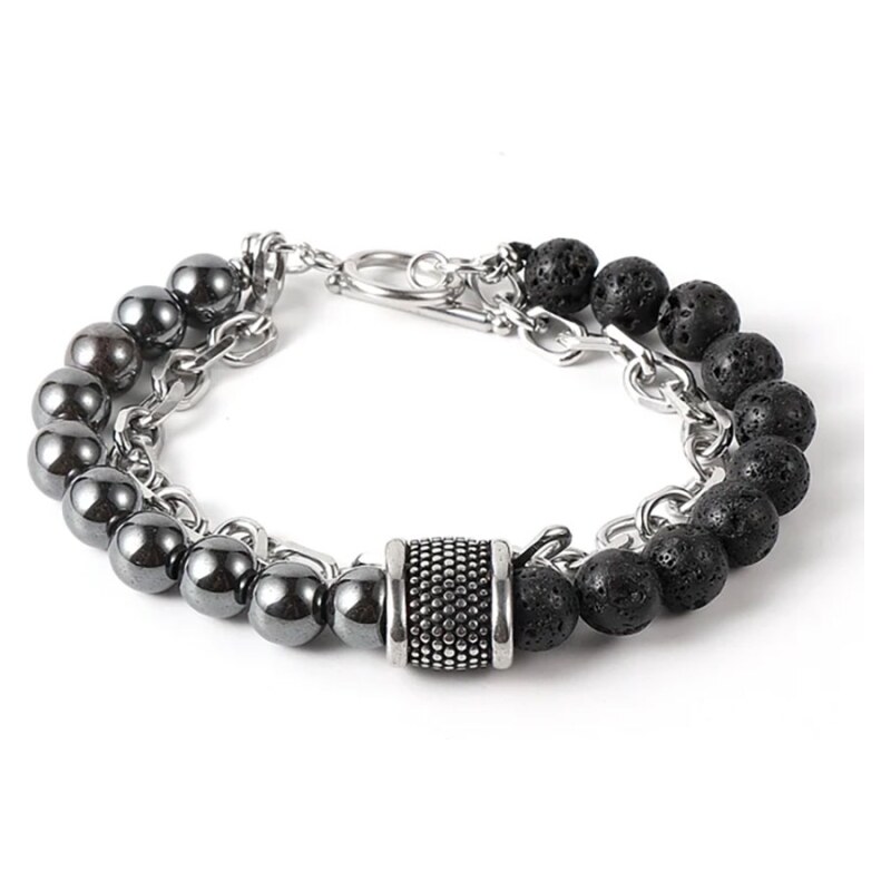 Daniel Dawson Dvojitý náramek Marico - 8 mm Hematit, Lávový kámen 92751824