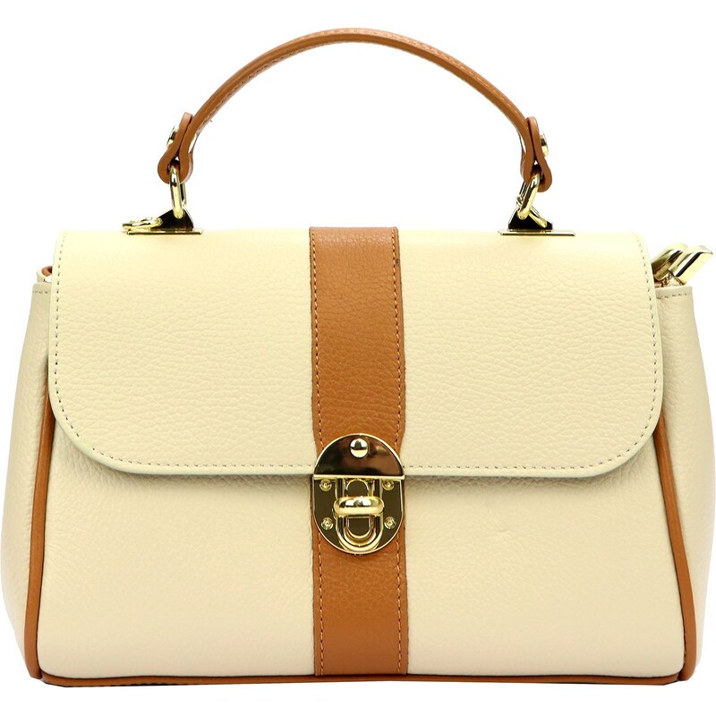 Kožená kufříková kabelka Luka 20-098 béžová / camel 92758373
