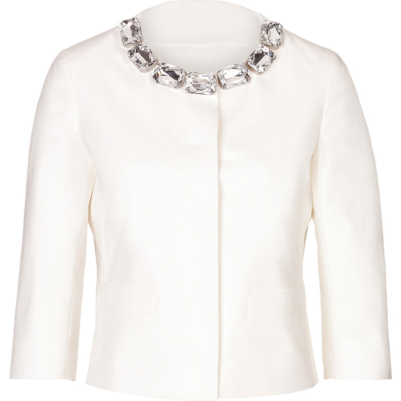 Moschino Cheap and Chic Cotton Jacket with Jeweled Collar