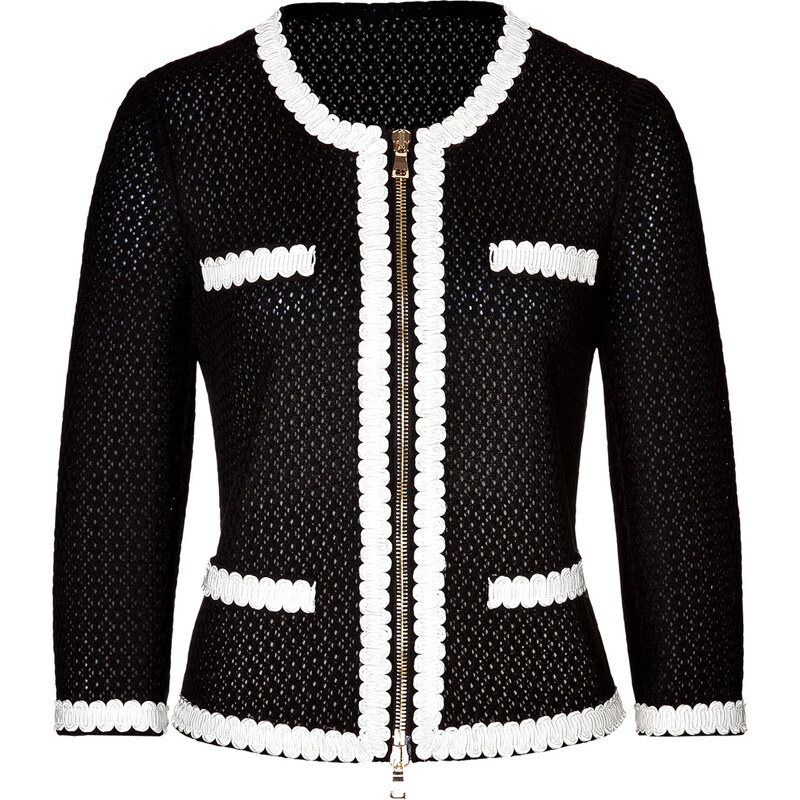 Moschino Cheap and Chic Cotton Knit Jacket with Contrast Trim