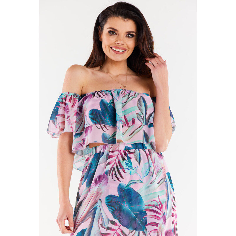 Awama Womans Blouse A511 Pink/Flowers 95289659