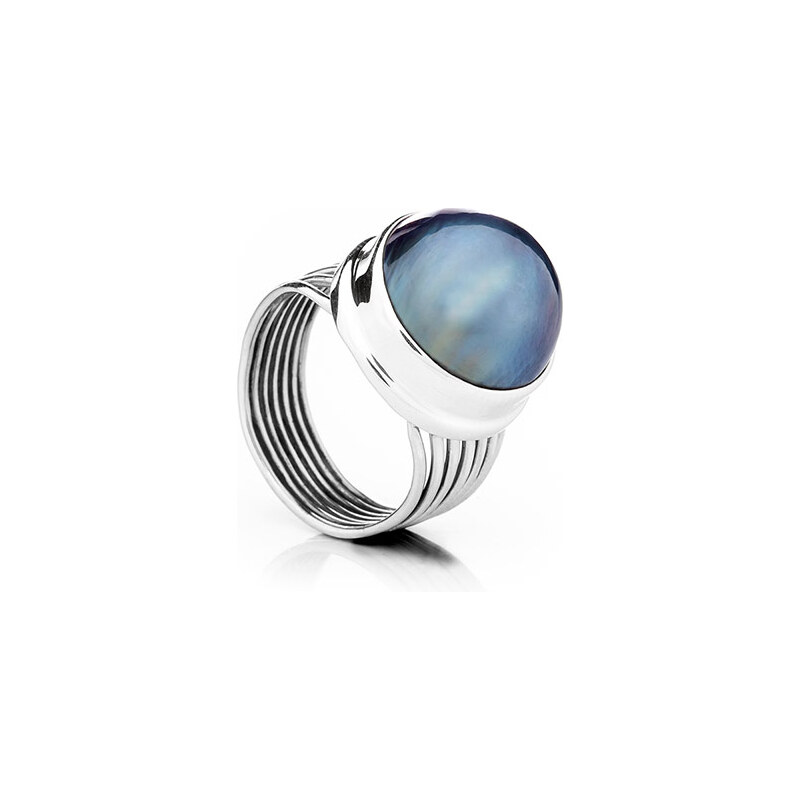 Buka Jewelry BUKA Perlový prsten Mabe – modrá 447