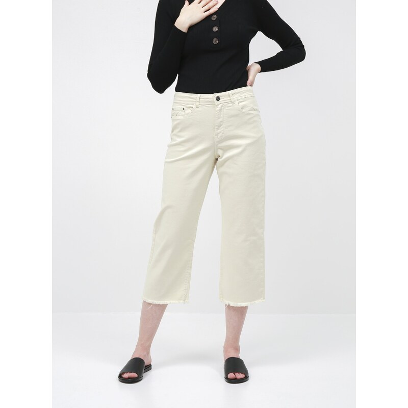 JDY Krémové zkrácené straight fit džíny Jacqueline de Yong Tonia 75957125