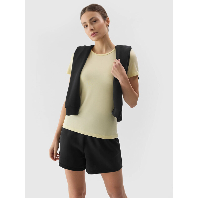 Dámské hladké tričko slim 4F - světle žluté 92818778