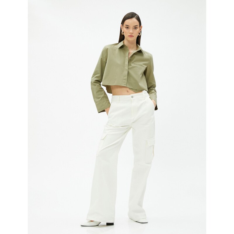 Koton dlouhý rukáv s kapsou detailní crop top 107061910