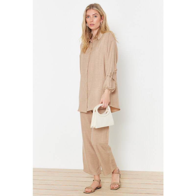 Trendyol Stone Linen Look Woven Two Piece Set 107076263