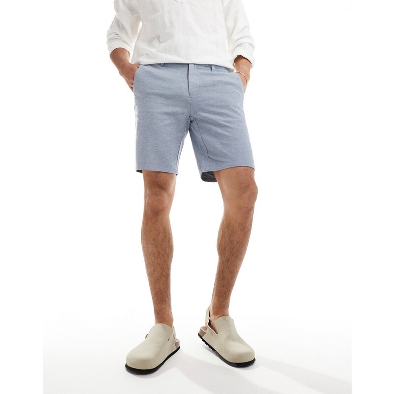 ONLY & SONS linen mix chino short in light blue melange