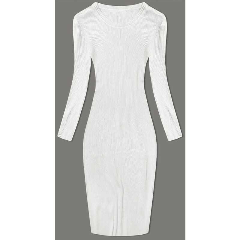 NEW COLLECTION Tužkové šaty s dlouhými rukávy v barvě ecru (MM98012) 92215715
