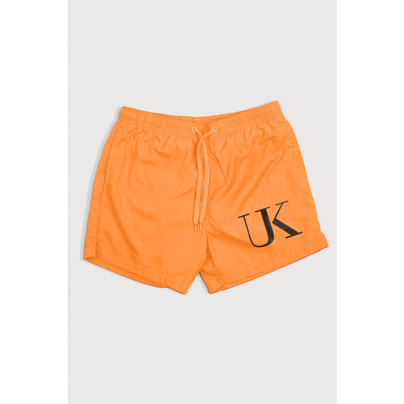 Plavecké Šortky , Barva Oranžová, s Potiskem UK Logo Oversized