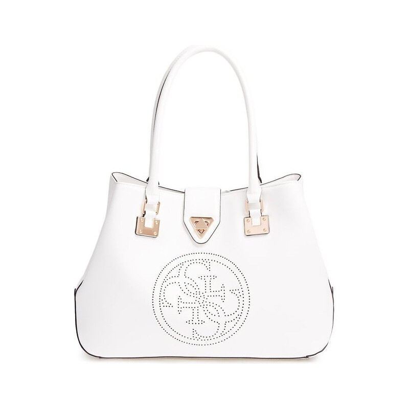 Guess Elegantní kabelka Quattro G Perforated Tote White