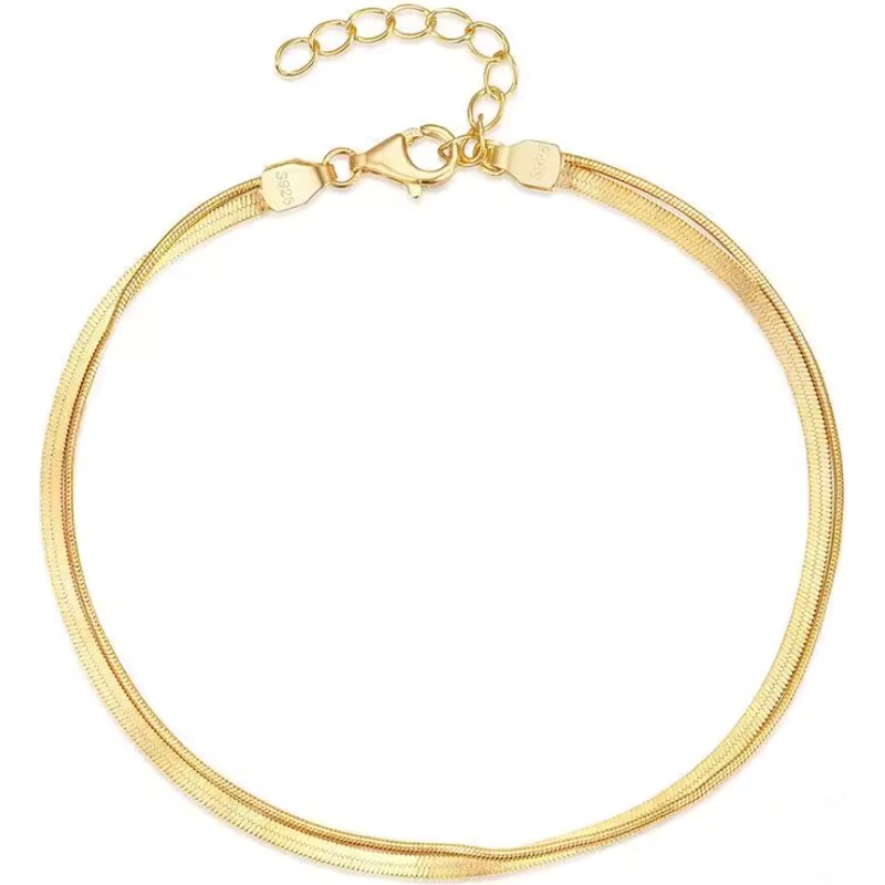 Olivie Stříbrný náramek DVA PRAMENY GOLD 8718