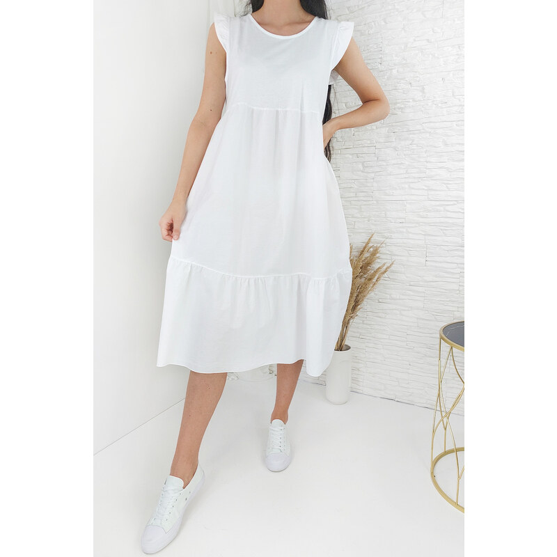 New collection Bílé dlouhé šaty LA-20193WH 92927644