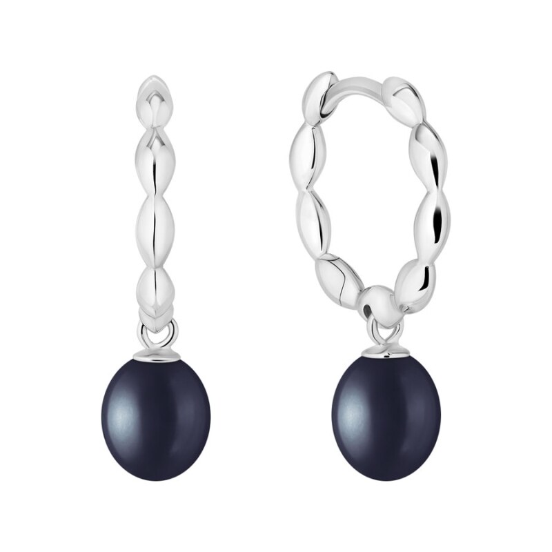 Gaura Pearls Stříbrné náušnice s černou perlou Giuliana, stříbro 925 92906238