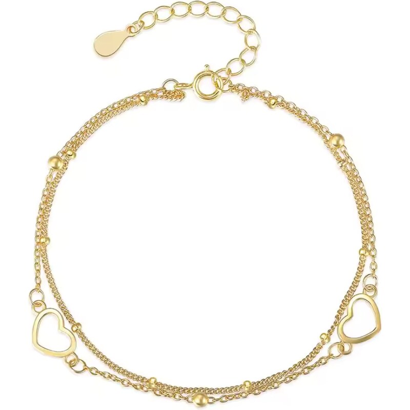 Olivie Stříbrný srdíčkový náramek GOLD 8731