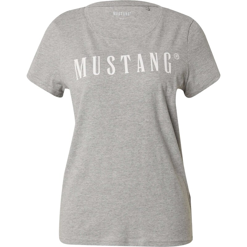 MUSTANG Tričko Alma šedý melír / bílá
