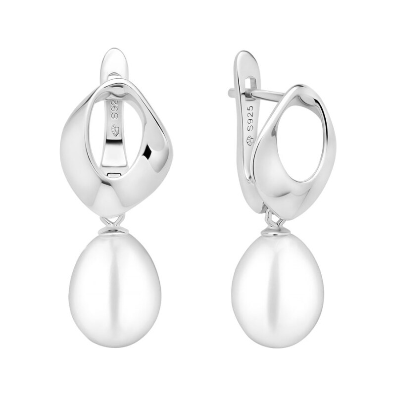 Gaura Pearls Stříbrné náušnice s bílou perlou Marquerite, stříbro 925 92922907