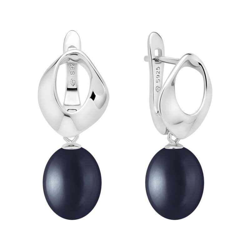 Gaura Pearls Stříbrné náušnice s černou perlou Marquerite, stříbro 925 92922908