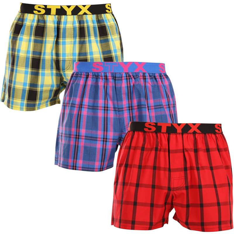 3PACK pánské trenky Styx sportovní guma vícebarevné (3B103133)
