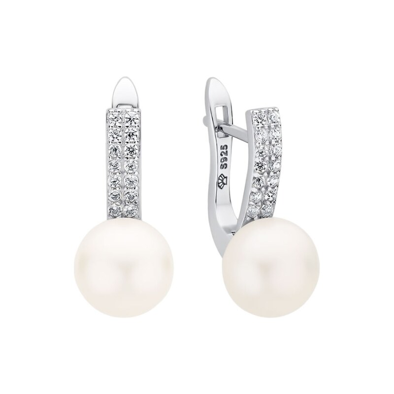 Gaura Pearls Stříbrné náušnice s bílou perlou Antigona, stříbro 925 92927455