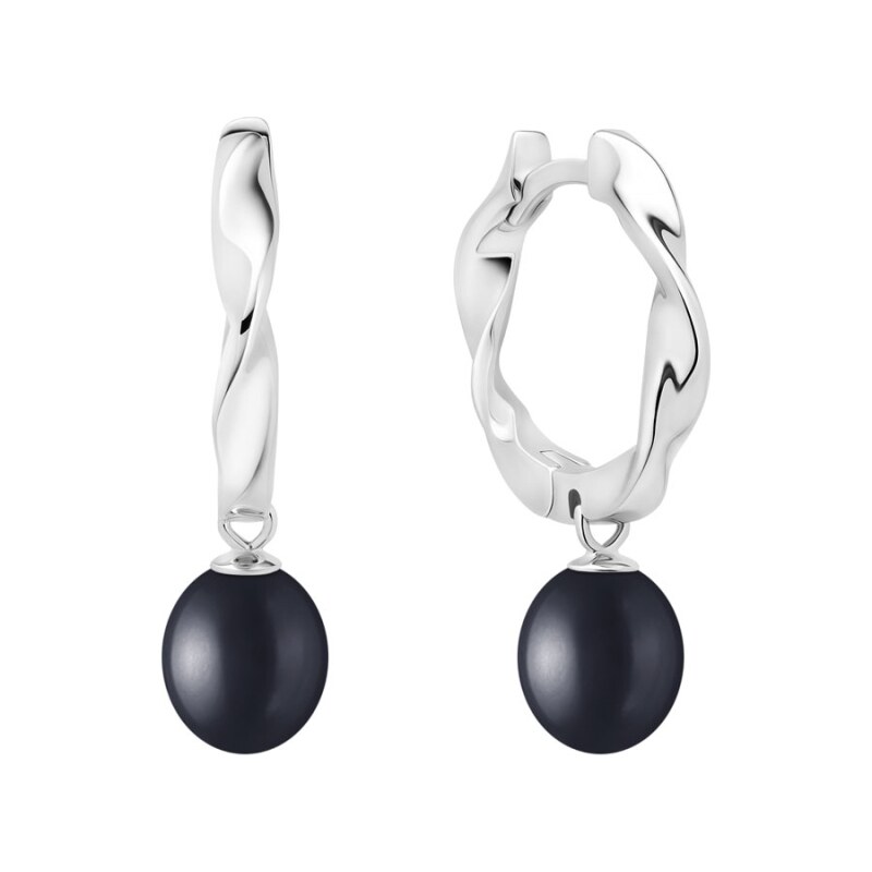 Gaura Pearls Stříbrné náušnice s černou perlou Stella, stříbro 925 92927458