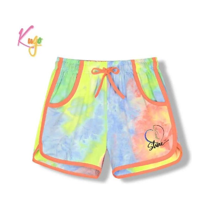 Dámské kraťasy Kugo HS9290 multicolor / žlutý lem, vel. M