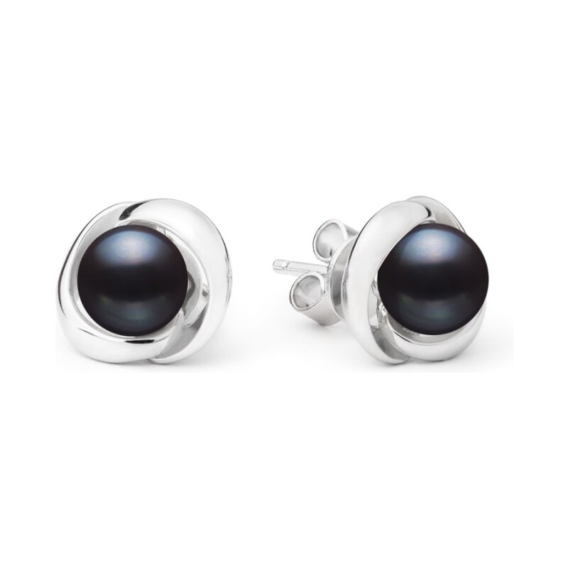Gaura Pearls Stříbrné náušnice s černou perlou Callista, stříbro 925 92927468