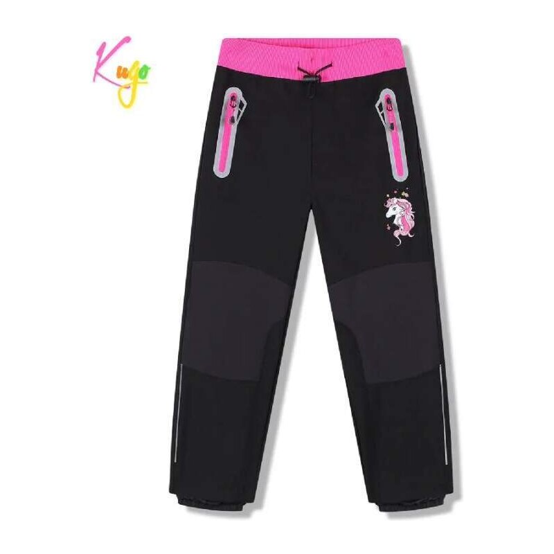 Dívčí softshellové kalhoty nezateplené Kugo HK5651 tm. šedé, vel
