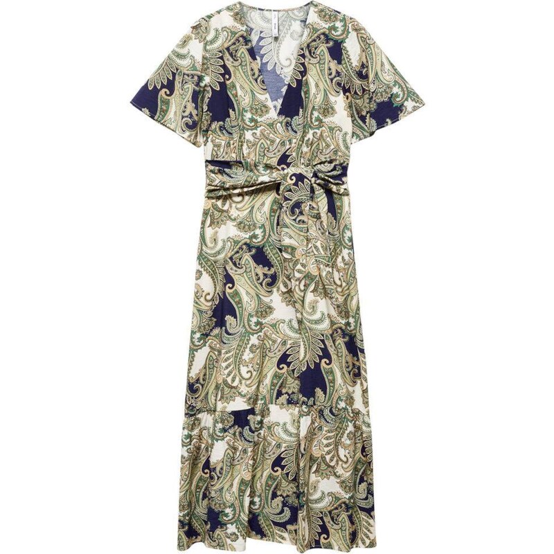 MANGO Letní šaty námořnická modř / khaki / bílá