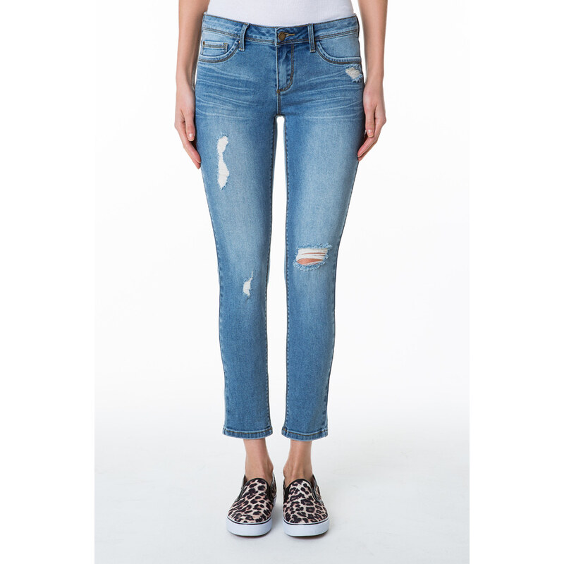 Tally Weijl Mid Blue Ripped Ankle Denim Jeans