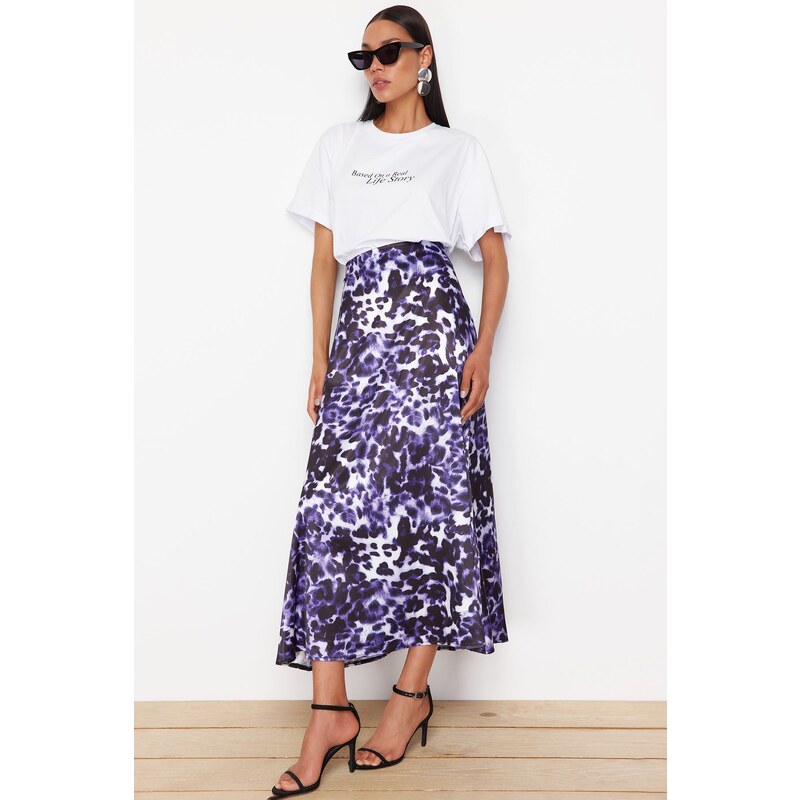 Trendyol Purple Patterned Maxi Length Woven Skirt