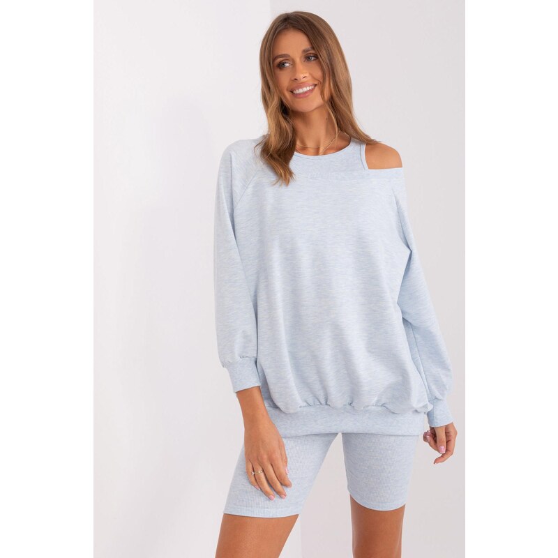 MladaModa 3-dílný set mikiny, crop-topu a krátkých legín model