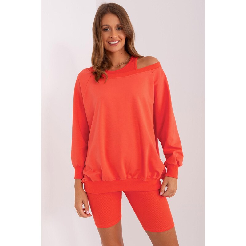 MladaModa 3-dílný set mikiny, crop-topu a krátkých legín model 83411 92949377
