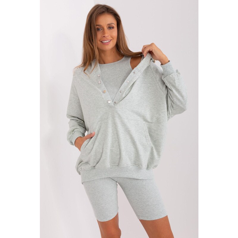 MladaModa 3-dílný set mikiny, topu a krátkých legín model 83117