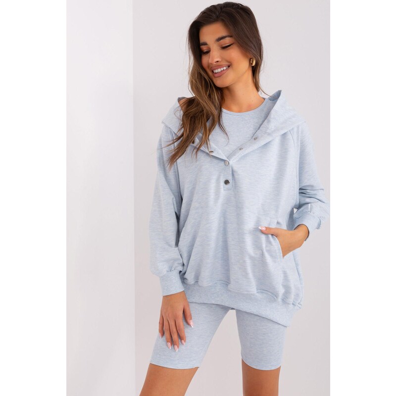MladaModa 3-dílný set mikiny, topu a krátkých legín model 83117 světle 92949388