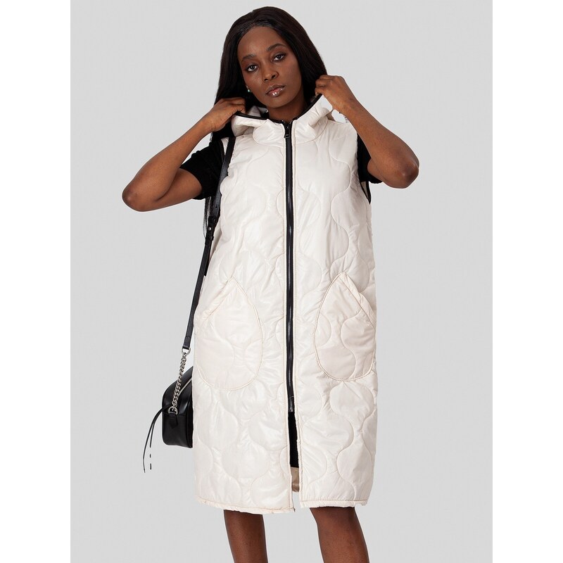 PERSO Womans Womens long quilted vest with pockets