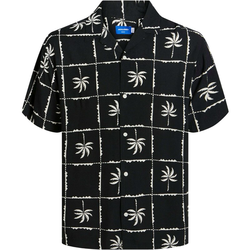 JACK & JONES Košile JORLuke Ocean Resort černá / bílá