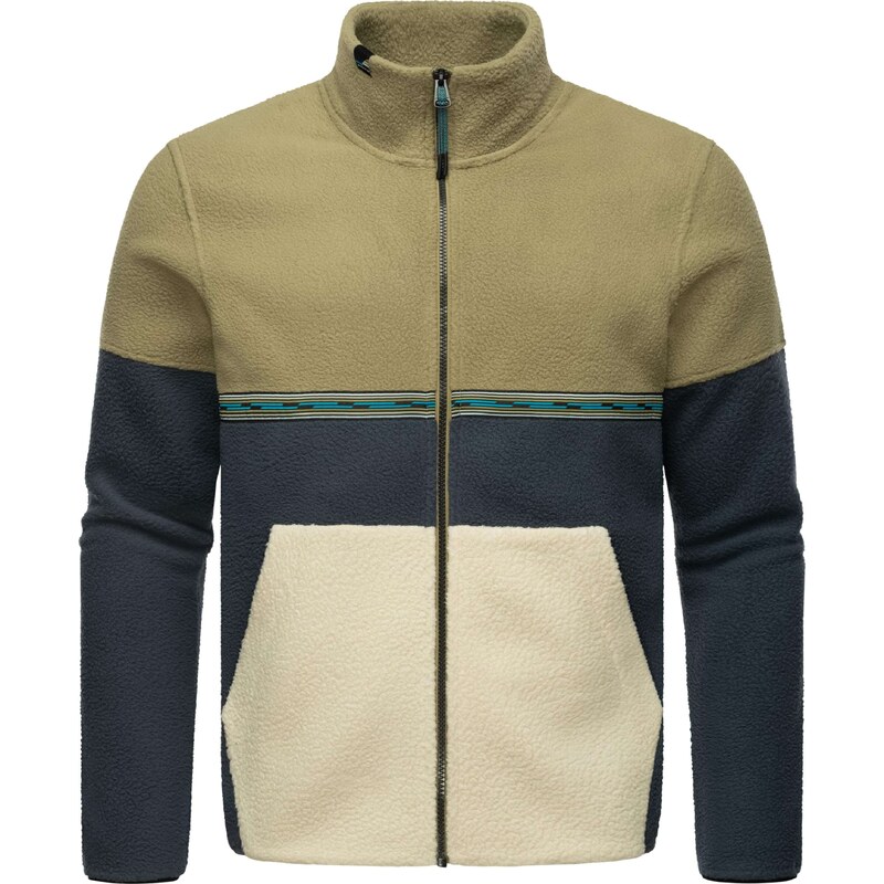 Ragwear Fleecová mikina Lonndy marine modrá / olivová / rákos /