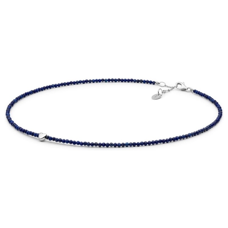 Gaura Pearls Stříbrný náhrdelník se srdíčkem Tulia, Lapis Lazuli, 92971292