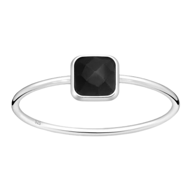 SYLVIENE Stříbrný prsten BESSIE Černý Spinel 92977043