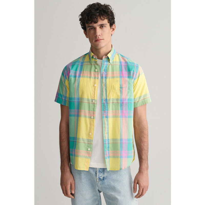 KOŠILE GANT REG COLORFUL MADRAS SS SHIRT LEMONADE YELLOW