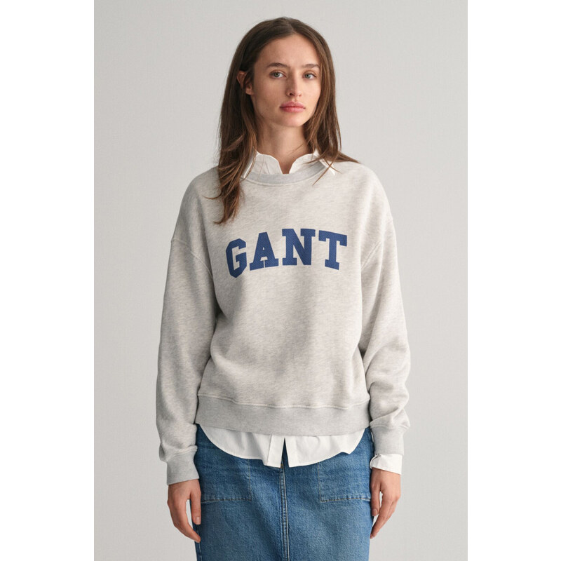 MIKINA GANT GRAPHIC C-NECK SWEAT PALE GREY MELANGE 92977627