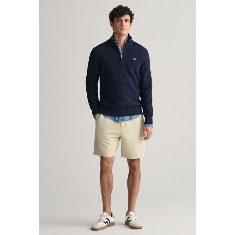 SVETR GANT STRUCTURED COTTON HALF ZIP EVENING BLUE