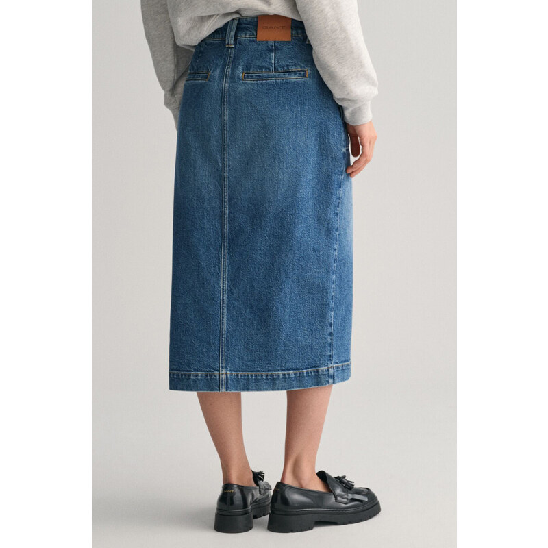 SUKNĚ GANT DENIM SLIT SKIRT MID BLUE