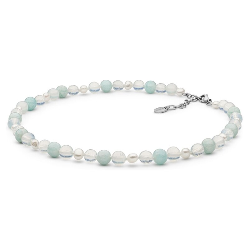 Gaura Pearls Korálkový náhrdelník Trea - perla, opál, amazonit, 92979938