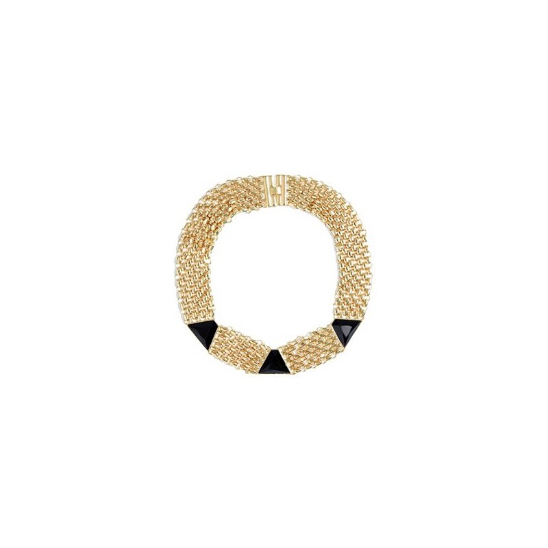 Guess Náhrdelník Black and Gold Tone Pyramid Chain Necklace