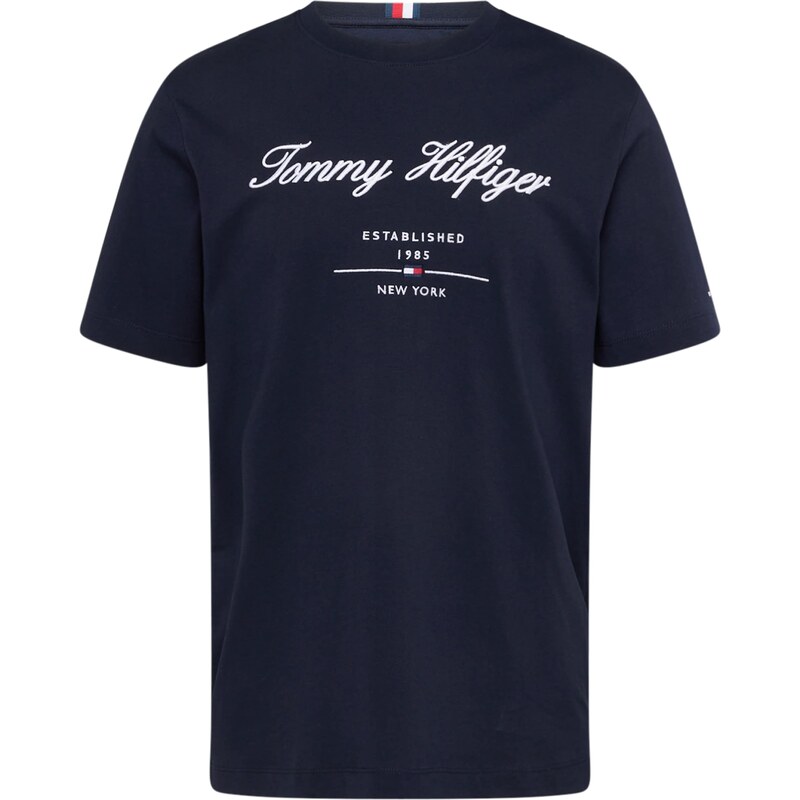 TOMMY HILFIGER Tričko Textured Logo tmavě modrá / červená / bílá