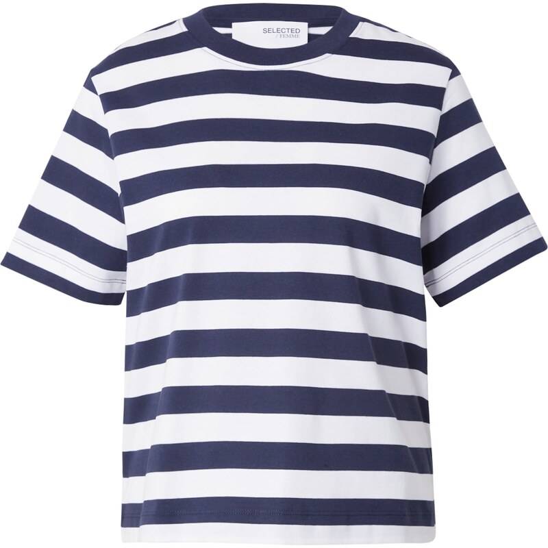 SELECTED Tričko ESSENTIAL marine modrá / bílá