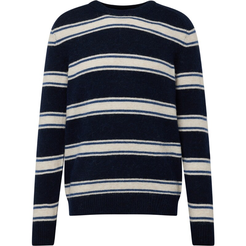 SELECTED Svetr RAI námořnická modř / tmavě modrá / offwhite