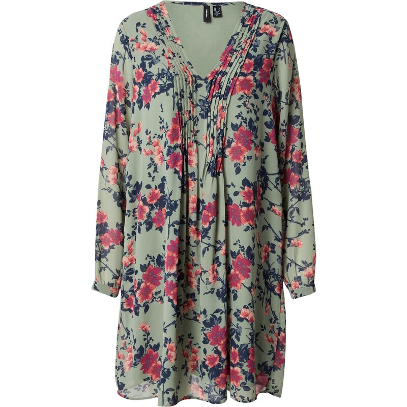 VERO MODA Šaty tmavě zelená / pink / růžová / bílá